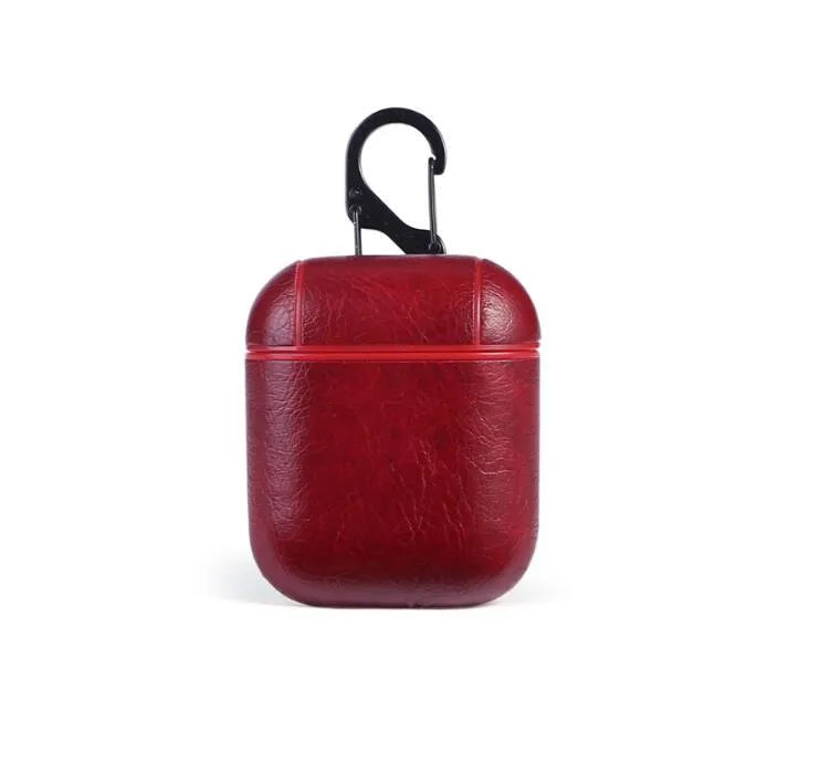 Genuine leather case for Apple Airpods in black, brown, light brown and red colours