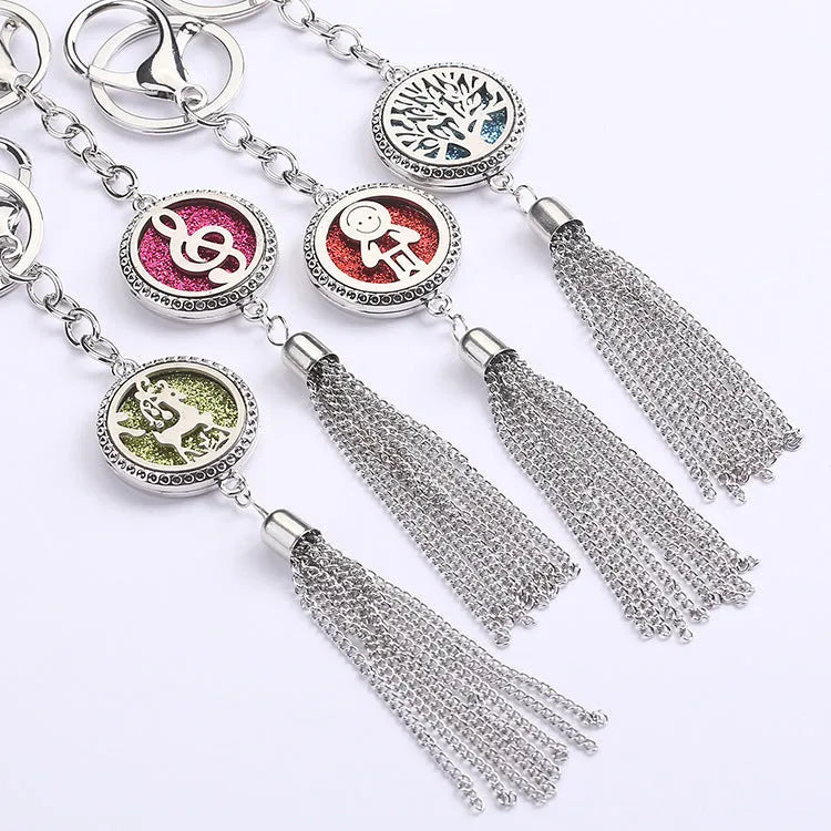 Alloy tassel aromatherapy car pendant with chain for vehicle fragrance diffusion