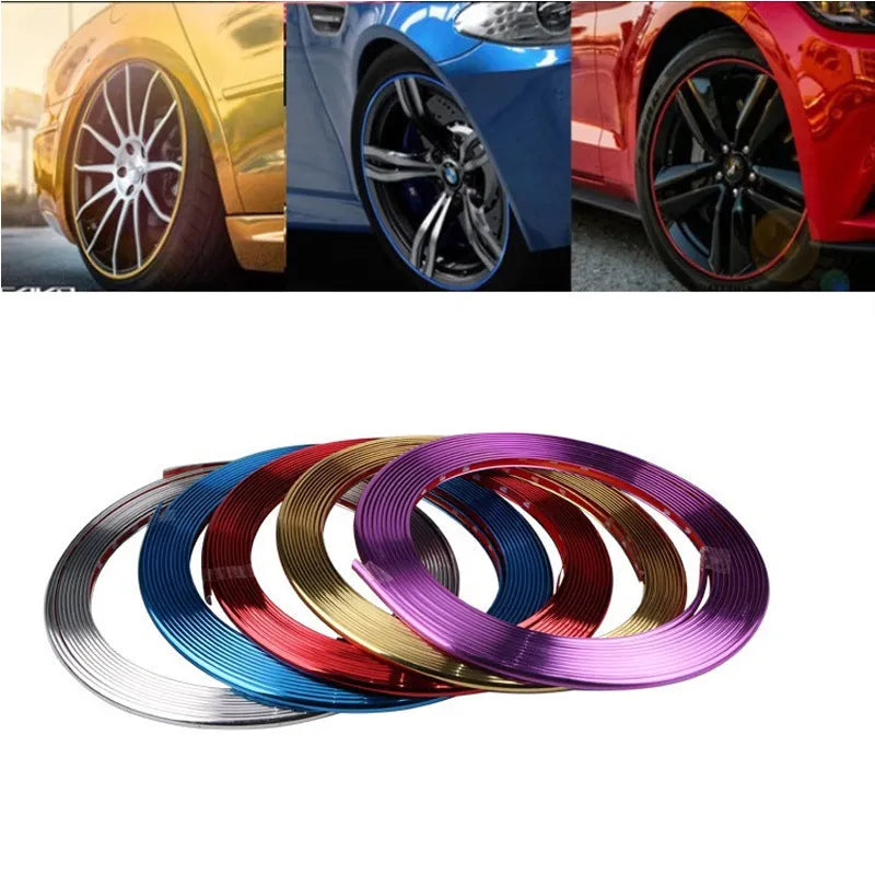 Electroplated purple PVC wheel hub trim on 8 metre roll for car decoration