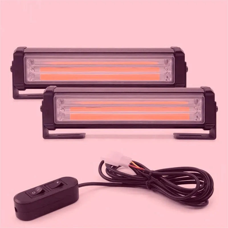 Yellow circular drag two middle net vehicle strobe warning light with 160mm diameter housing.