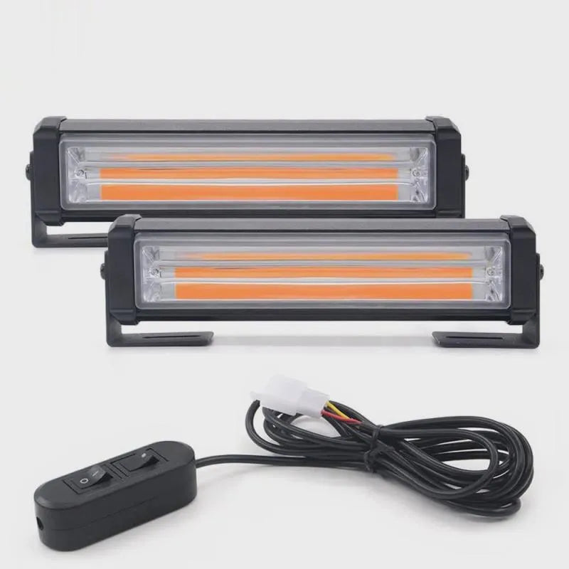 Yellow circular drag two middle net vehicle strobe warning light with 160mm diameter housing.