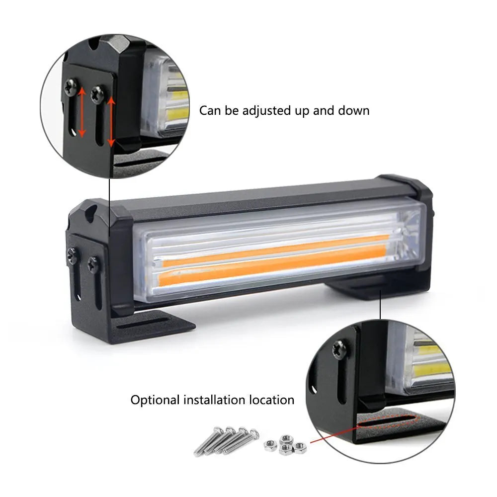 Yellow circular drag two middle net vehicle strobe warning light with 160mm diameter housing.