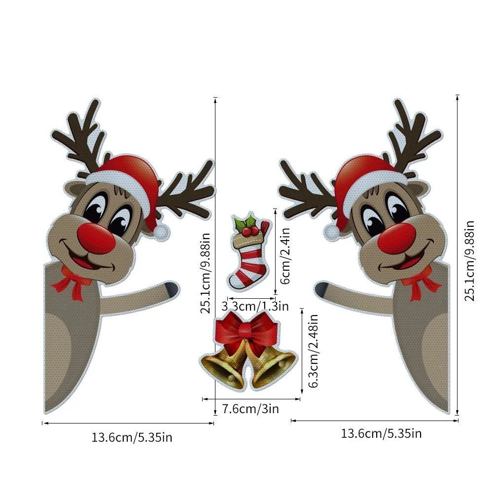 Christmas elk bell cartoon design magnetic luminous reflective bumper stickers for car decoration