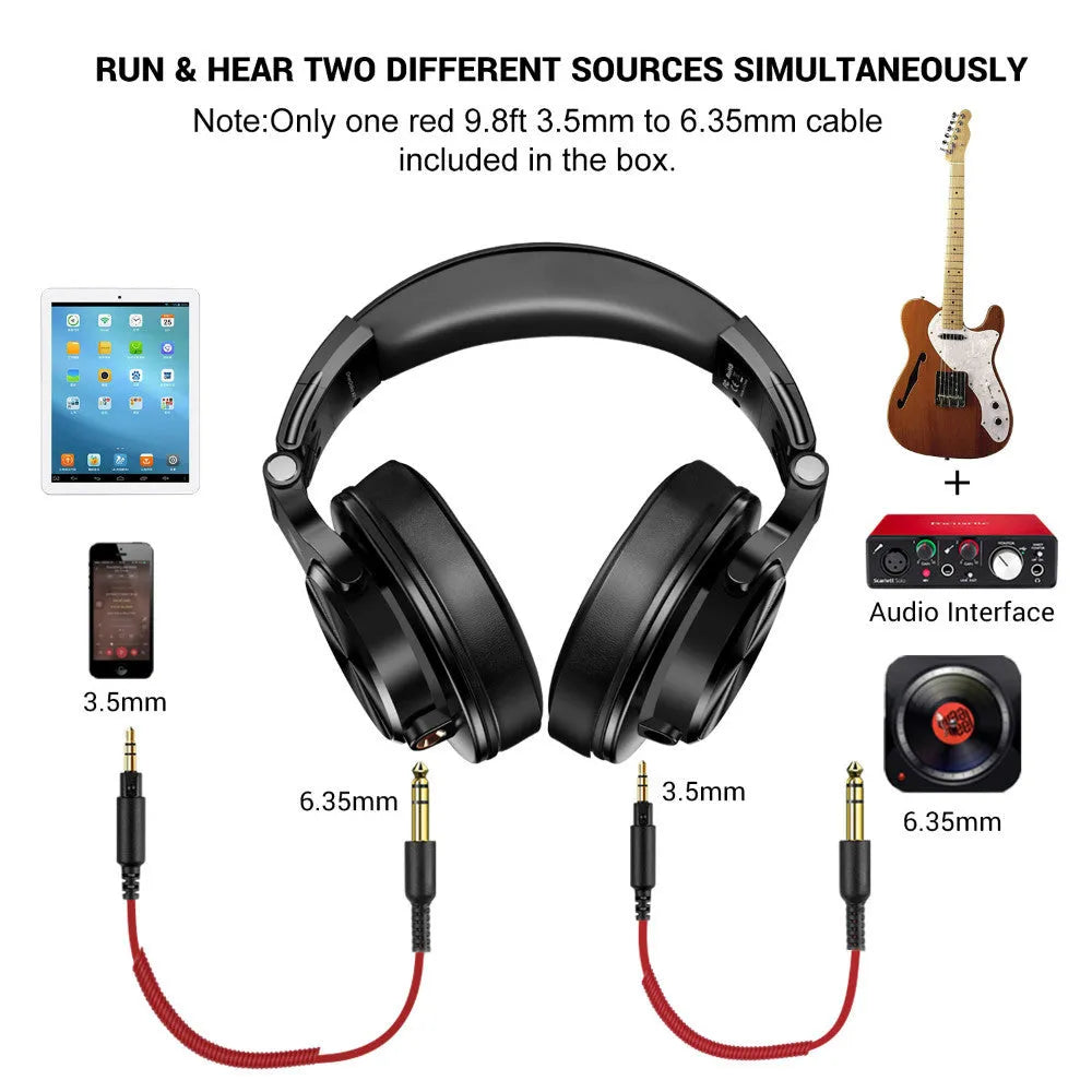 OneOdio over-ear headphones with 40mm drivers in black or red colour options