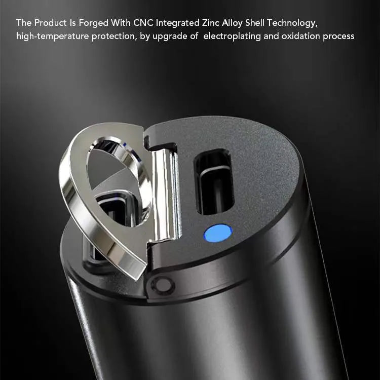 Zinc alloy car cigarette lighter charger adapter showing Black and Tarnish colour options next to scale