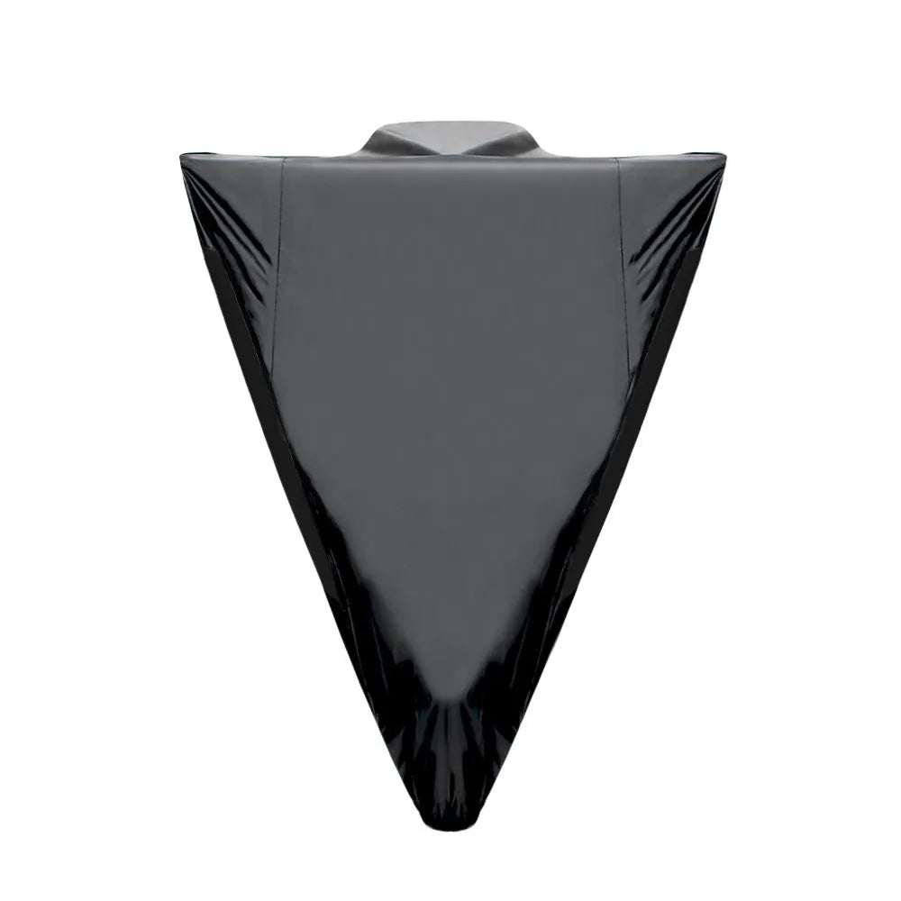 Black polyester motorcycle rain cover shown fitted on an electric bike.