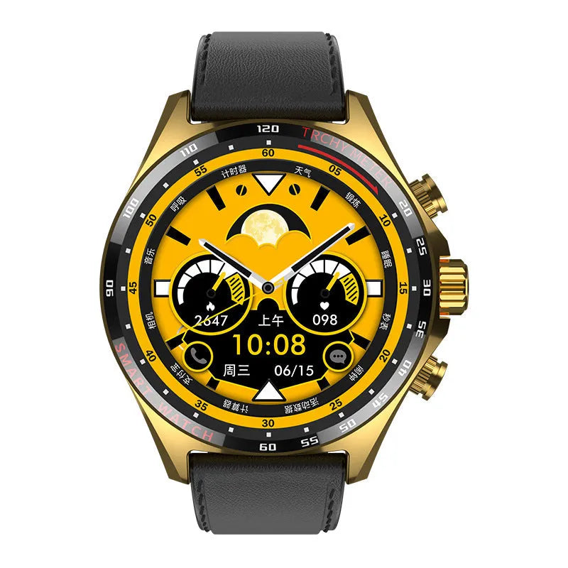 Smart watch with health monitoring display showing heart rate and blood oxygen readings