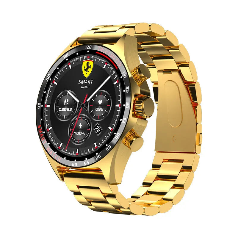 Smart watch with health monitoring display showing heart rate and blood oxygen readings