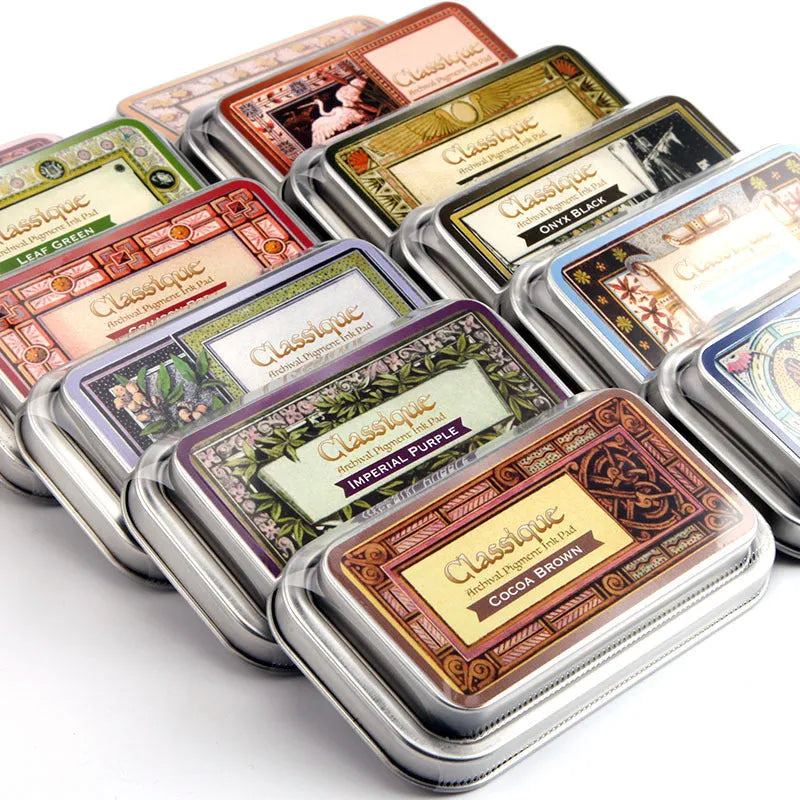 Rectangular oily ink stamp pad for DIY rubber stamps in five colour options.
