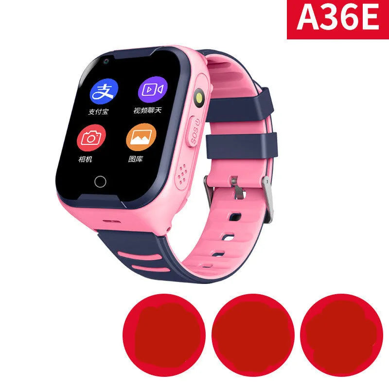 Children's blue smartwatch with GPS and video call functions on wrist