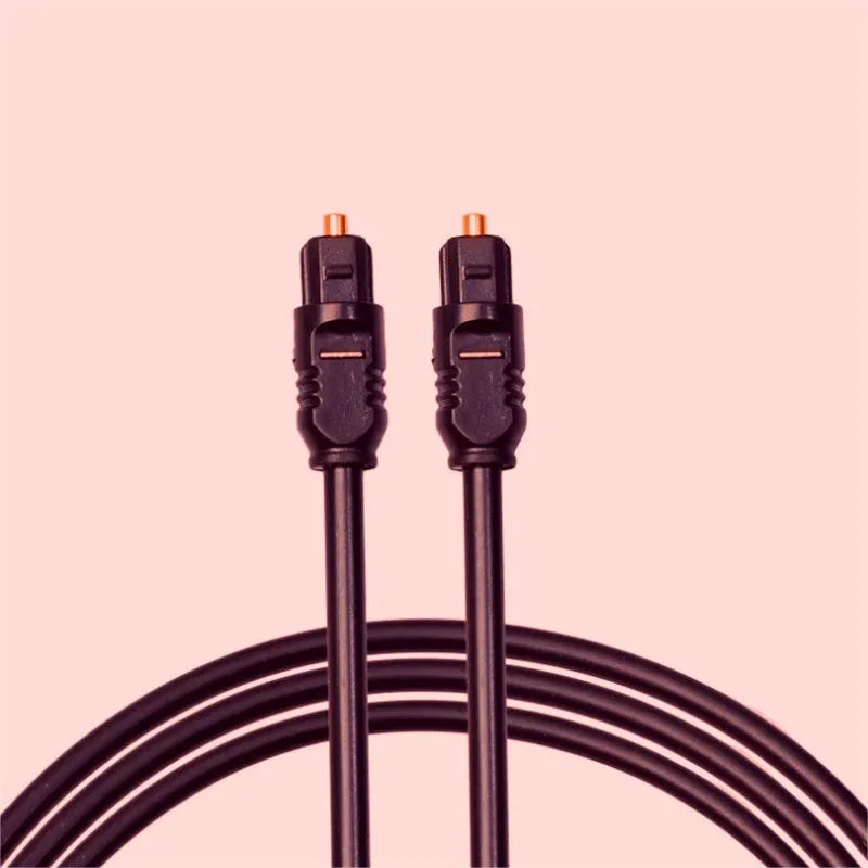 Black 2 metre Toslink optical audio cable with 4mm square connectors