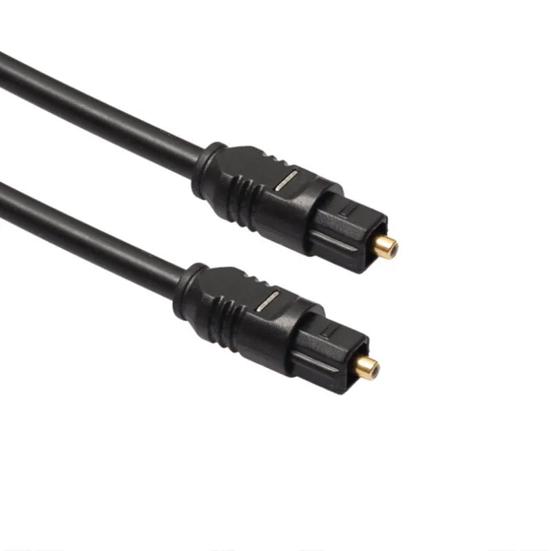 Black 2 metre Toslink optical audio cable with 4mm square connectors