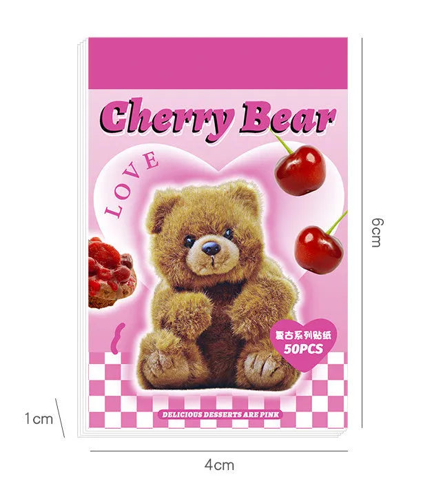 American retro cartoon sticker book with 50 sheets of 4x6cm journal decoration stickers