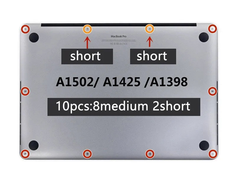 Apple MacBook Pro bottom shell replacement screws for A1502, A1398 and A1425 Retina models