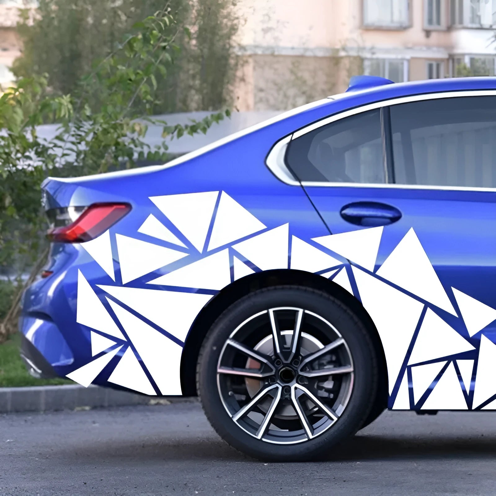 Car decoration sticker with geometry pattern in five colour options showing 200cm by 60cm dimensions