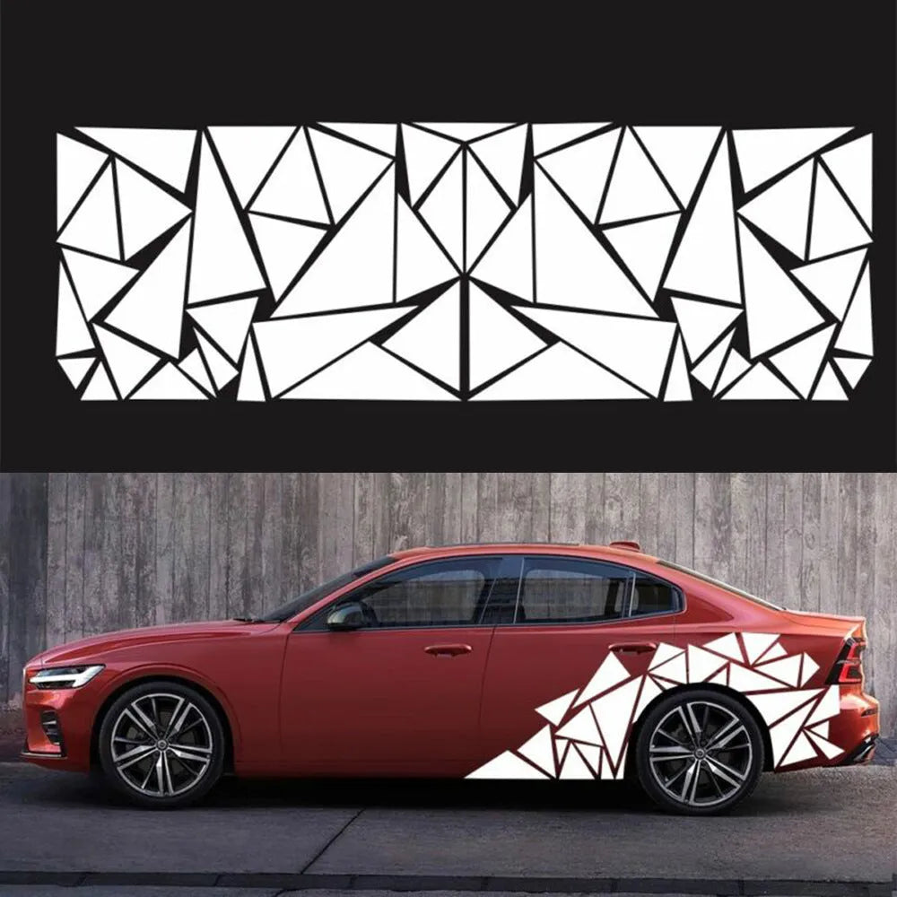 Car decoration sticker with geometry pattern in five colour options showing 200cm by 60cm dimensions