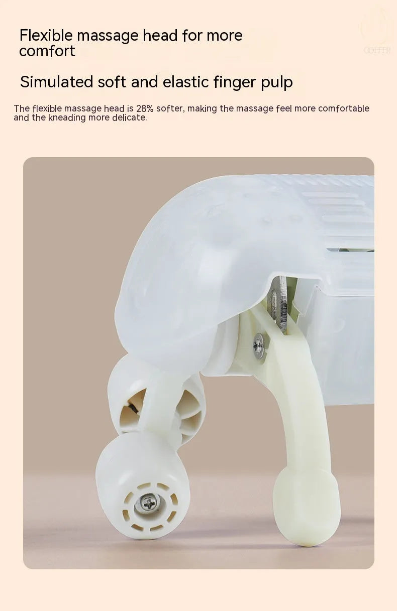 Milky white rechargeable shoulder and neck massager with kneading function