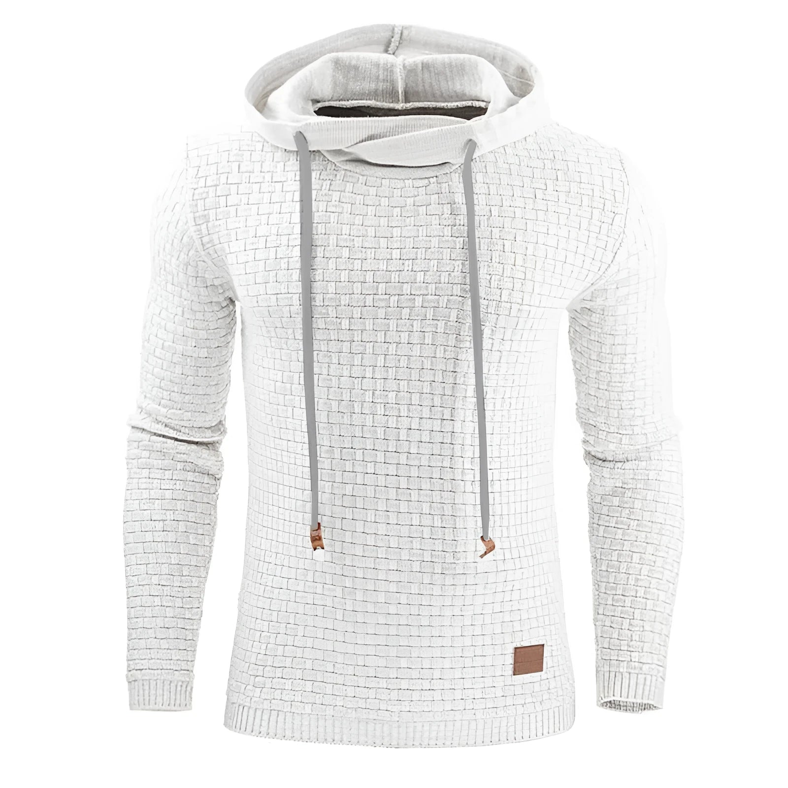 A men's hoodie sweater in a cotton-polyester blend, shown in one of nine available colours including black, navy, or grey.