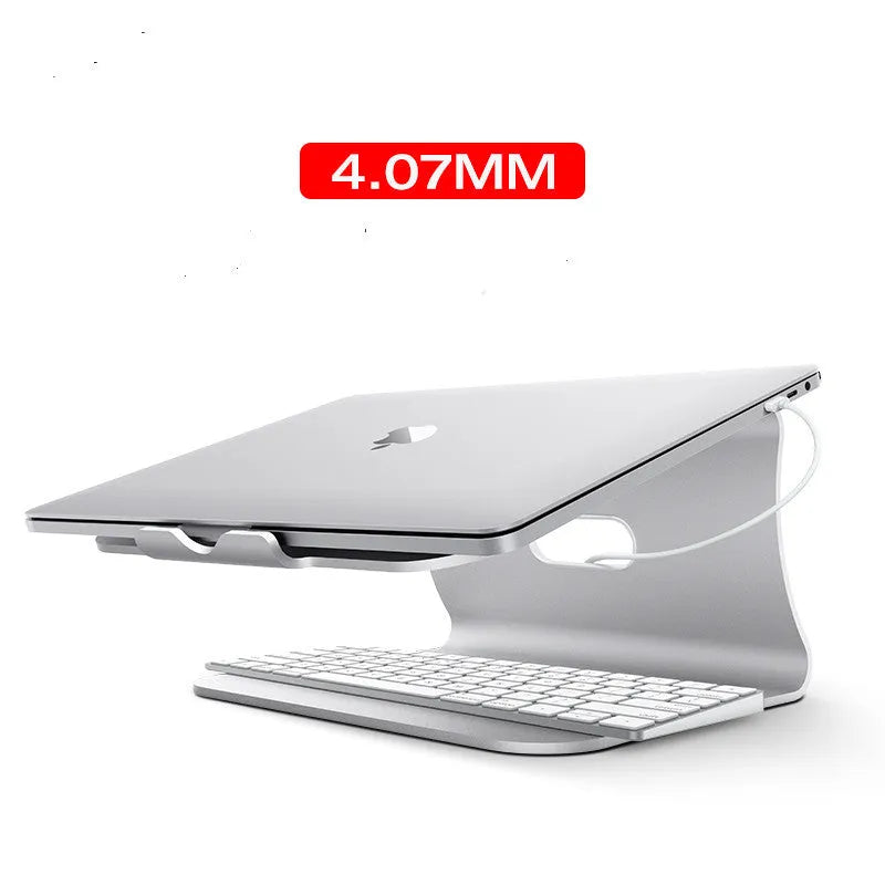 Aluminium notebook cooling bracket with rotary adjustment in silver colour option