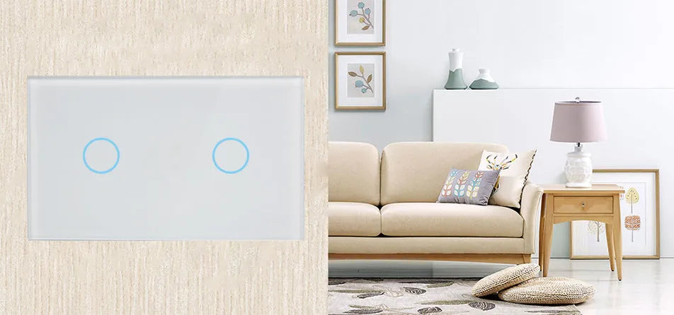 White tempered glass RF remote control touch light switch for wall mounting