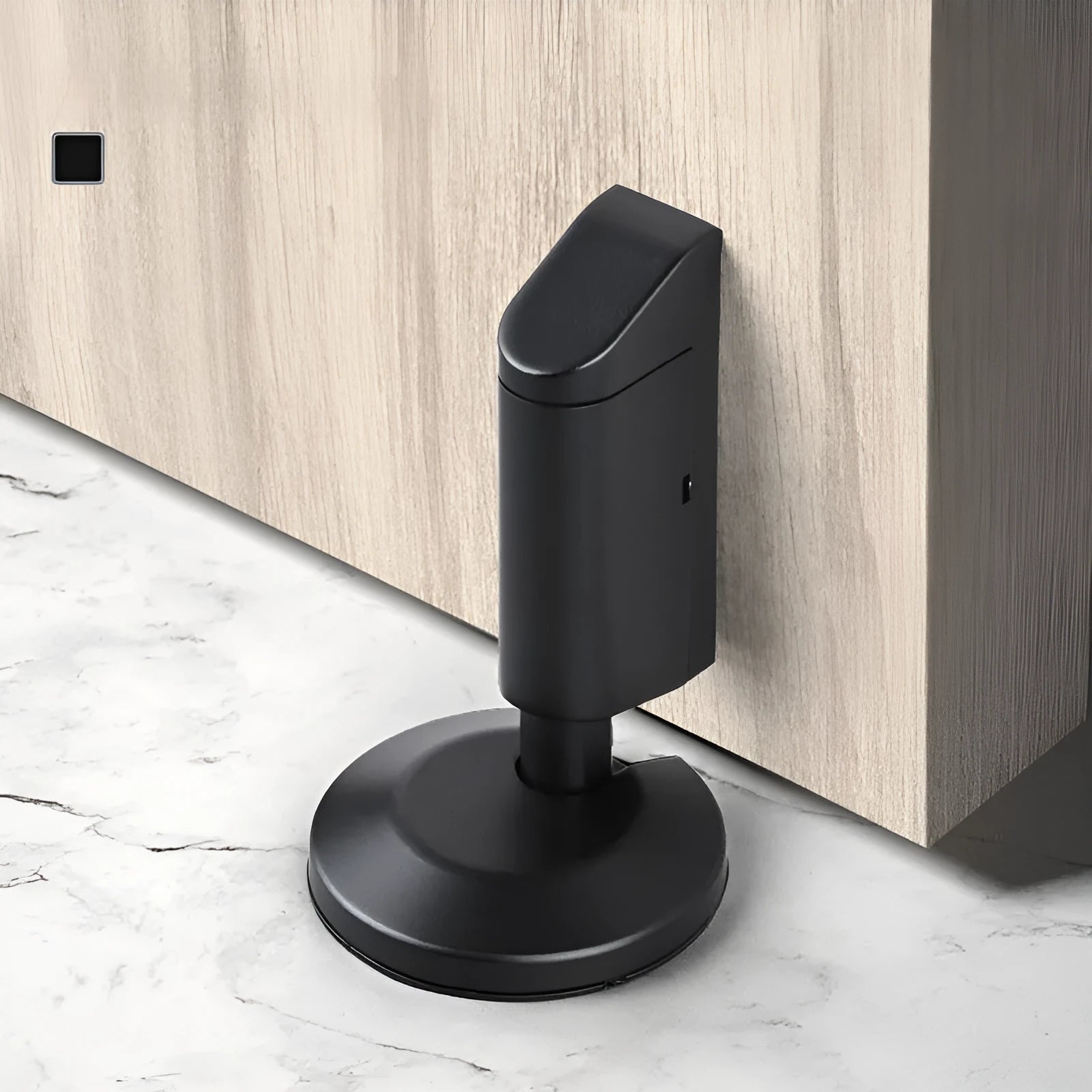 Zinc alloy invisible door stopper in modern design on a bedroom floor