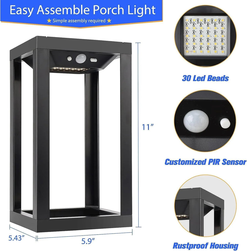 Modern Chinese outdoor solar wall lamp with plastic shell and IP65 waterproof rating for garden illumination