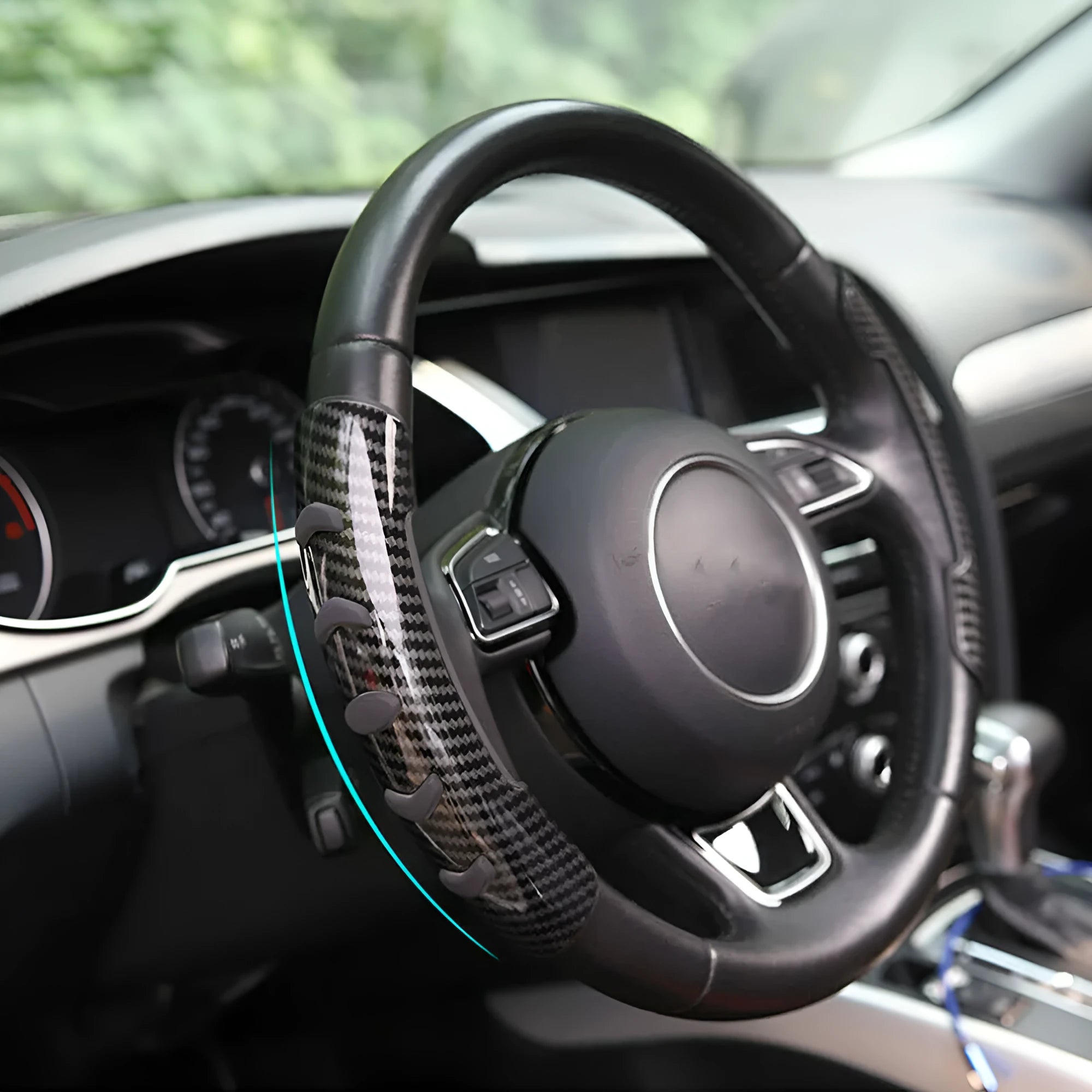 Carbon fibre black fibre steering wheel anti-slip sleeve for 38 cm diameter wheels