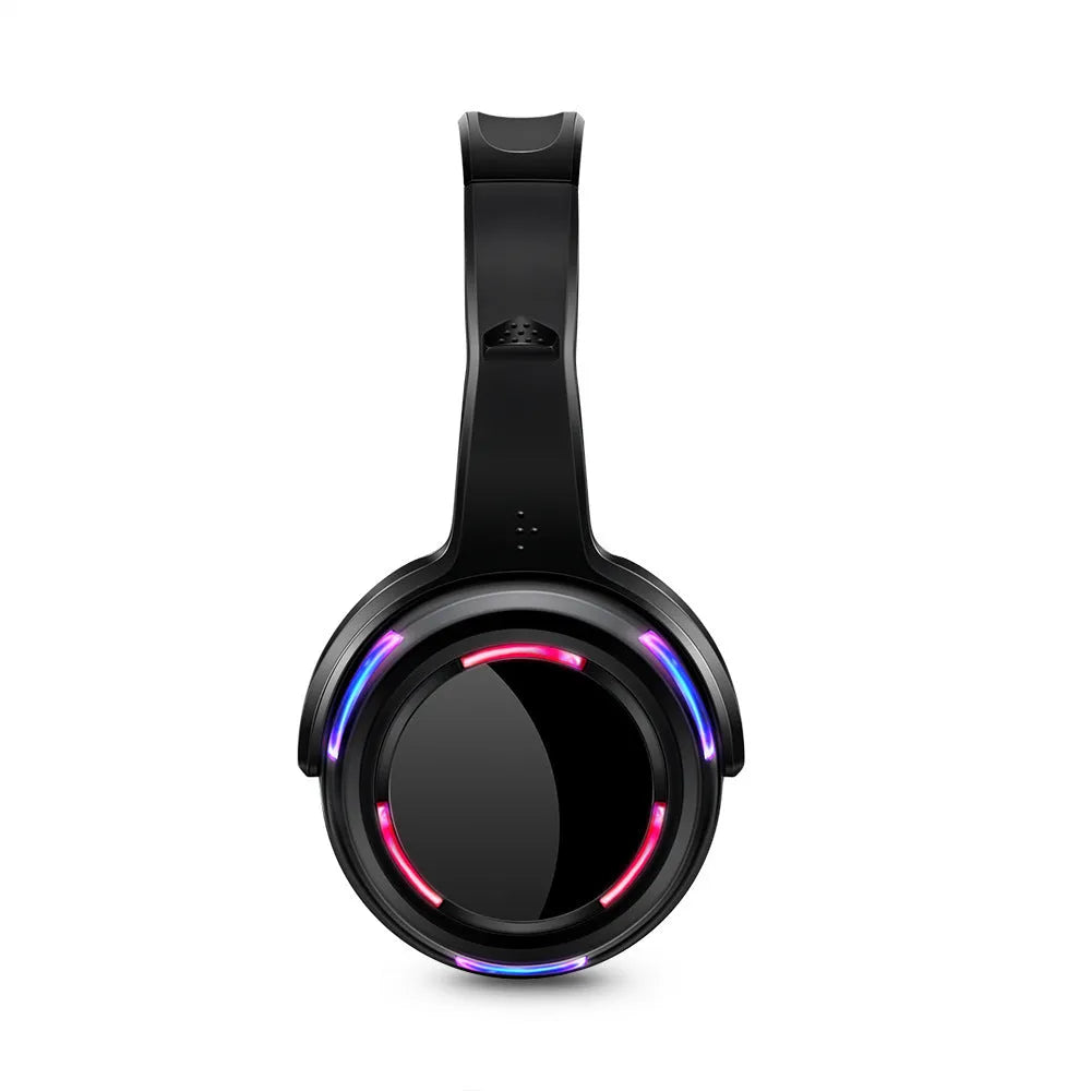Black silent disco wireless headphones with 40mm speakers and 3-metre cable for party events