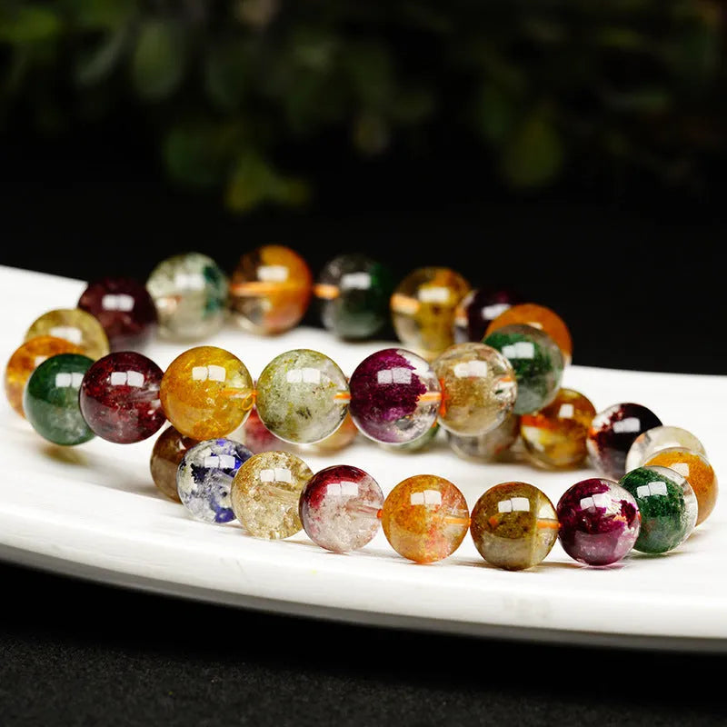 Crystal bracelet with ghost cornucopia design in four seasons colours and 10mm retro ethnic ball style