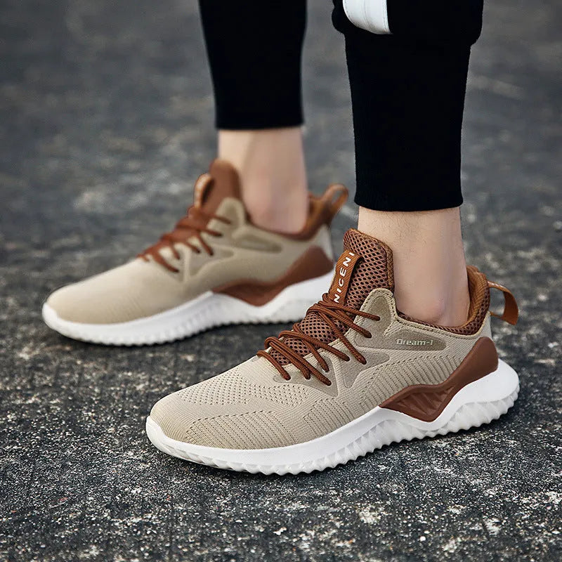 Adult breathable running shoes with mesh upper, MD sole, and front strap in multiple colour options
