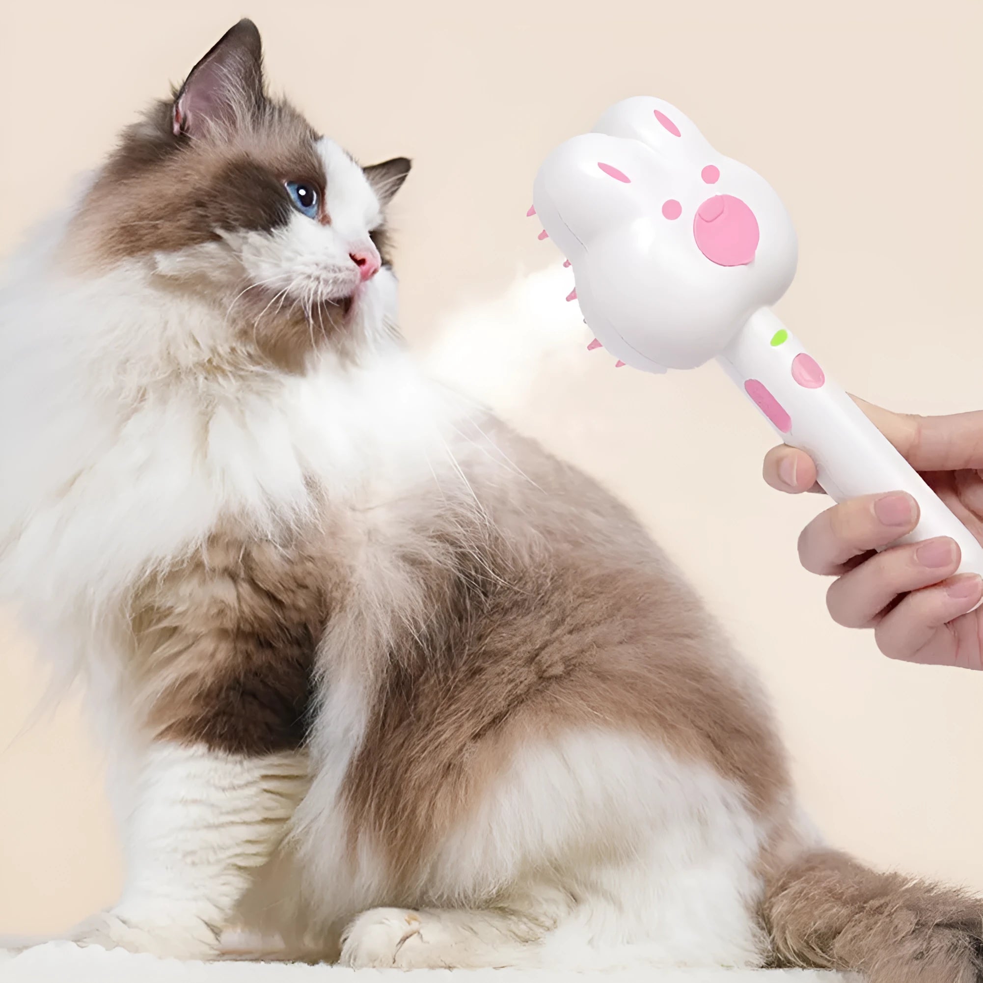 Rechargeable cat grooming spray comb with cartoon design and long handle for pet hair removal