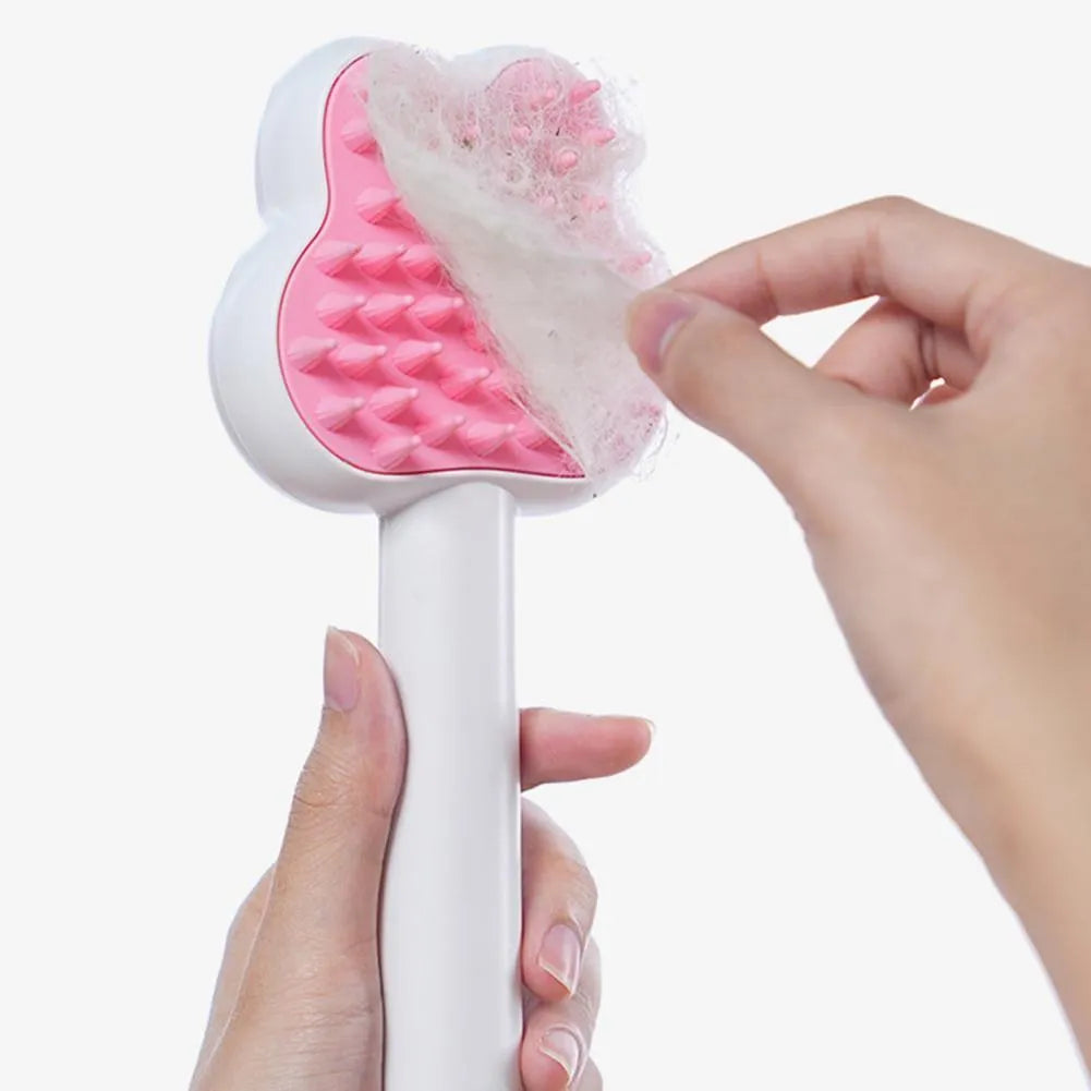 Rechargeable cat grooming spray comb with cartoon design and long handle for pet hair removal