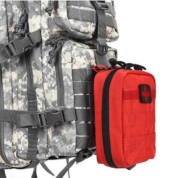 Tactical medical bag accessory pouch with hook-and-loop closure in wear-resistant nylon fabric