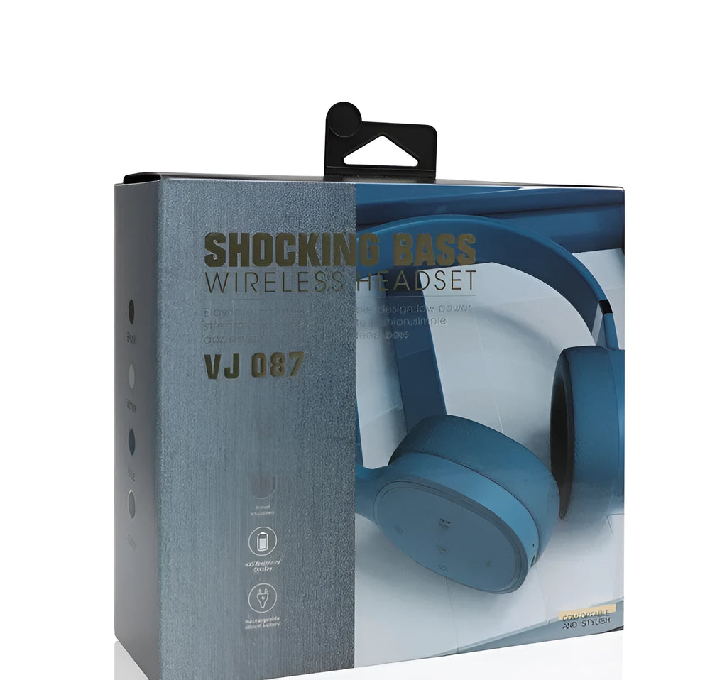 Bluetooth wireless headset with 40mm speakers in black, blue, grey, or white colour options