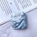 White marble effect protective hard case for Apple AirPods 1 and 2 wireless earphones