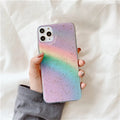 Rainbow gradient stripe pattern TPU phone case for iPhone in Japanese Korean style