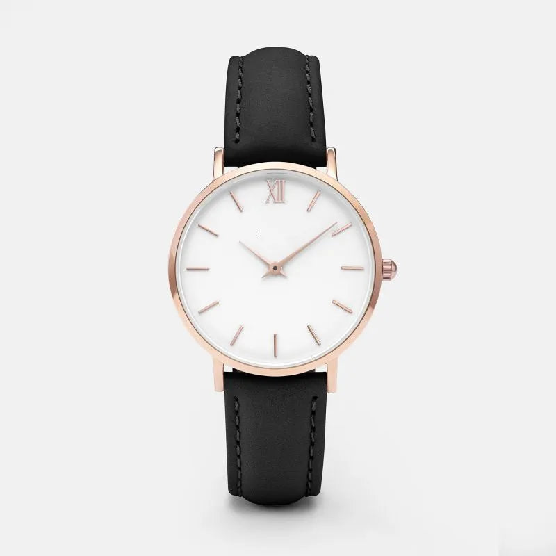 Quartz watch with square alloy case and PU leather strap in various colour options