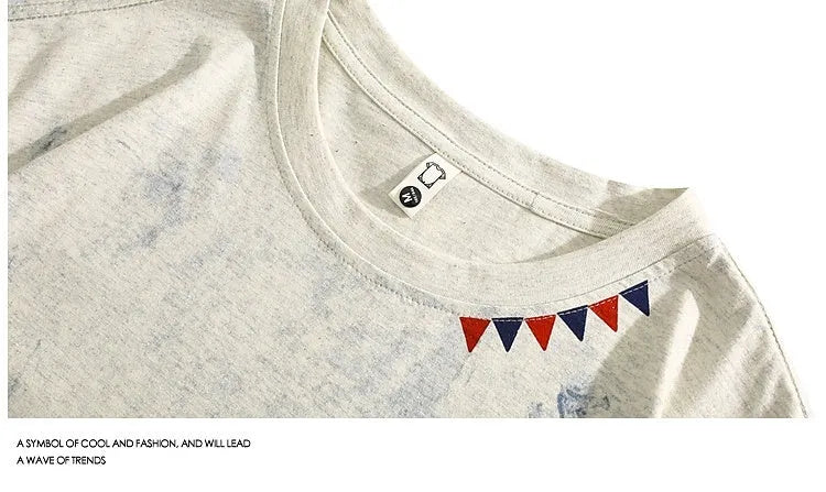 Grey tie dye print loose fit T-shirt with short sleeves and round neck