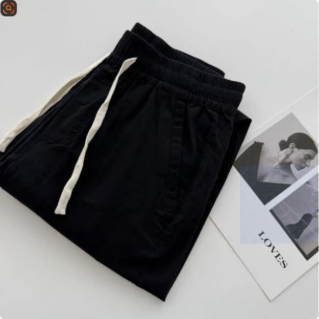 Men's loose straight casual trousers with drawstring waist in multiple colour options