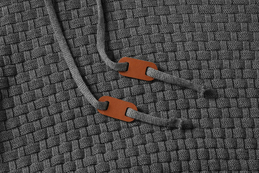 A men's hoodie sweater in a cotton-polyester blend, shown in one of nine available colours including black, navy, or grey.