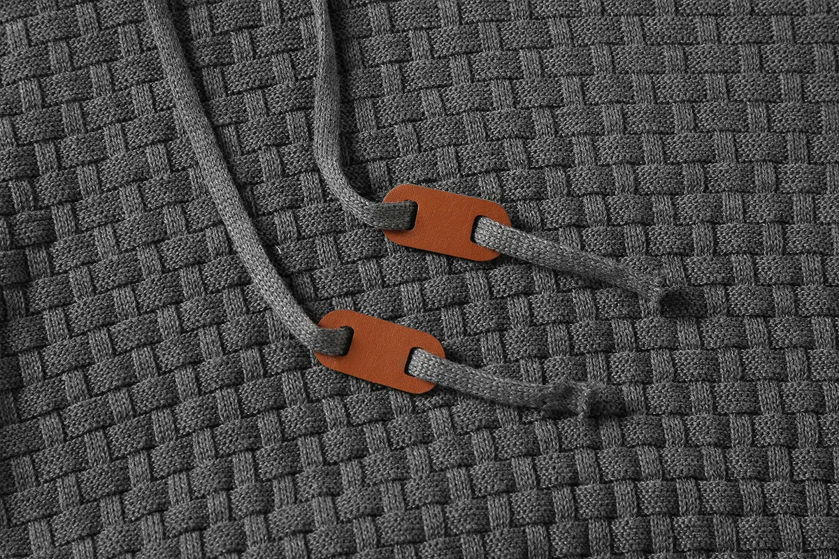 A men's hoodie sweater in a cotton-polyester blend, shown in one of nine available colours including black, navy, or grey.