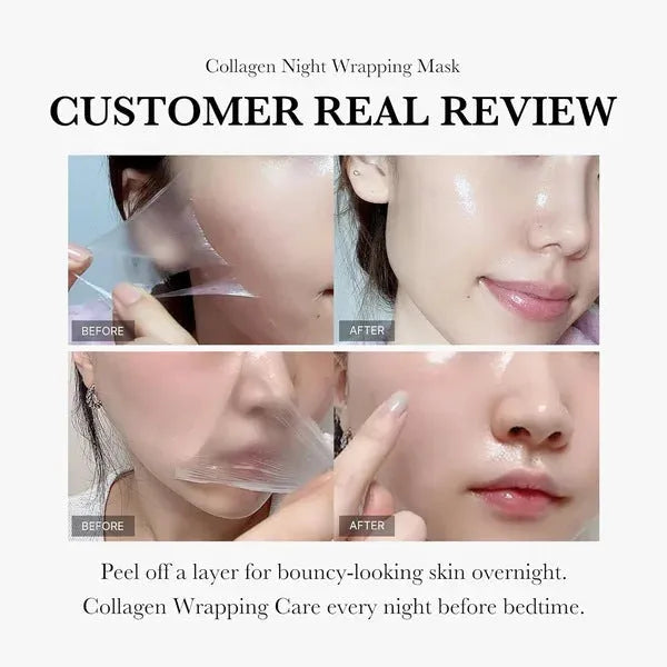 Collagen night face mask bottle with applicator brush for firming and hydration