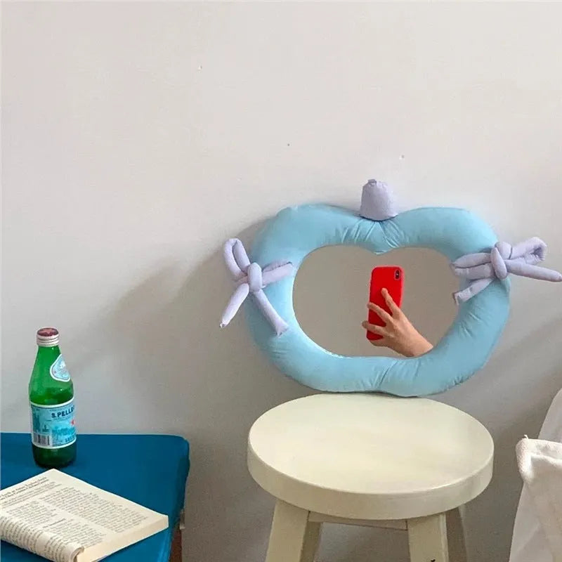 Korean-style decorative mirror with cotton pillow border in apple colour option