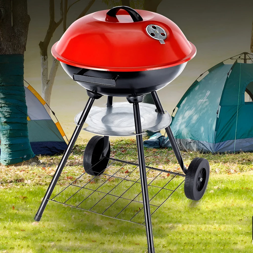 Portable iron barbecue oven with 14-inch apple stove design for 3-5 people outdoor cooking