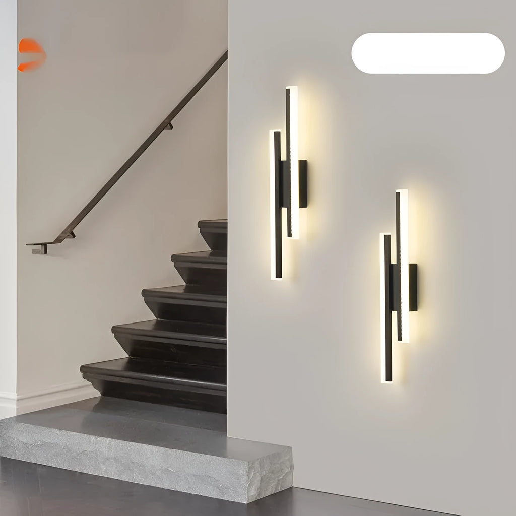 Gold double line wall lamp 500mm modern light fixture for hotel stairs