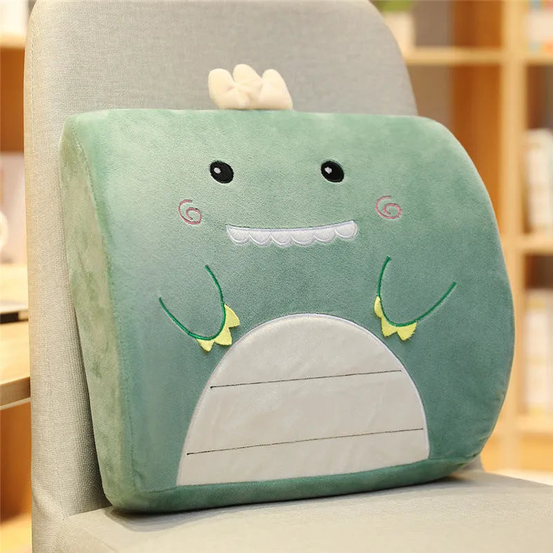 Cartoon anime memory foam seat back cushion with embroidery, shown in Pink Unicorn design.