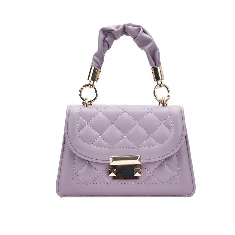 Korean-style rhombus square women's shoulder bag in PU fabric with crossbody strap