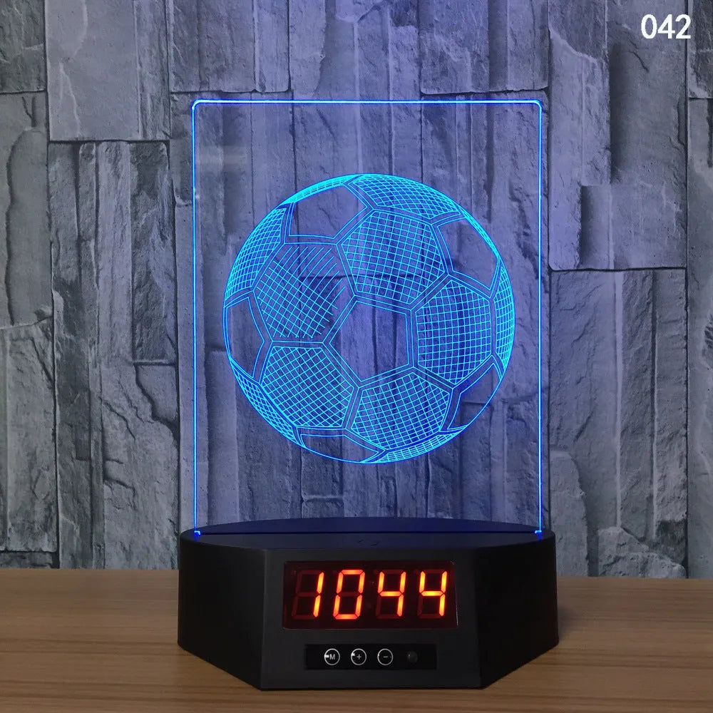 Glowing blue dolphin 3D night light with wireless charging base and remote control on wooden table