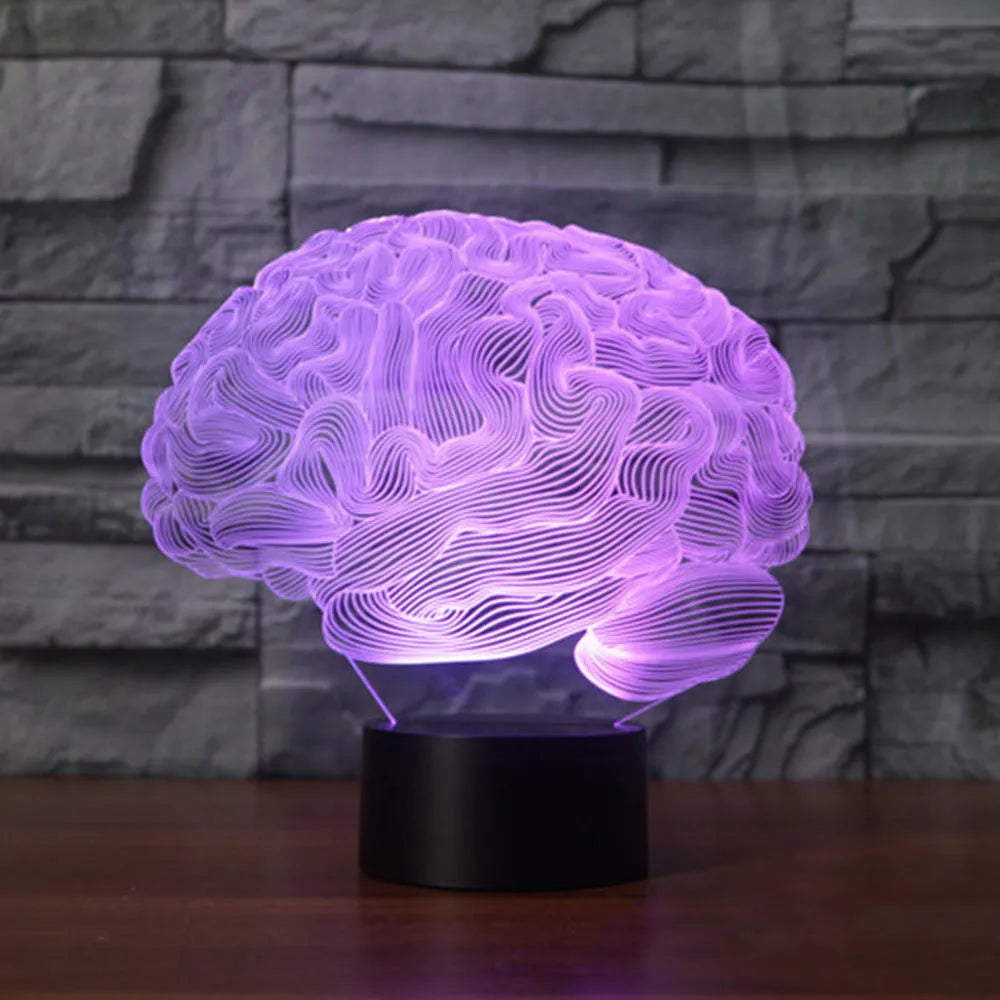 3D acrylic LED desk lamp with remote control showing colour change illumination