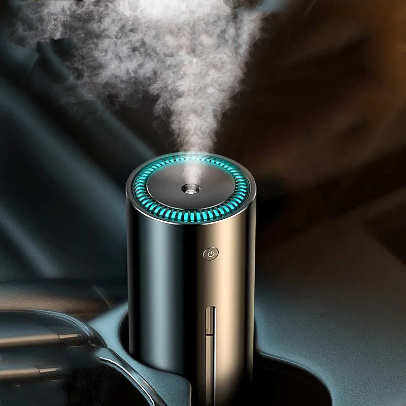 Black aluminium alloy car humidifier and air purifier diffuser unit